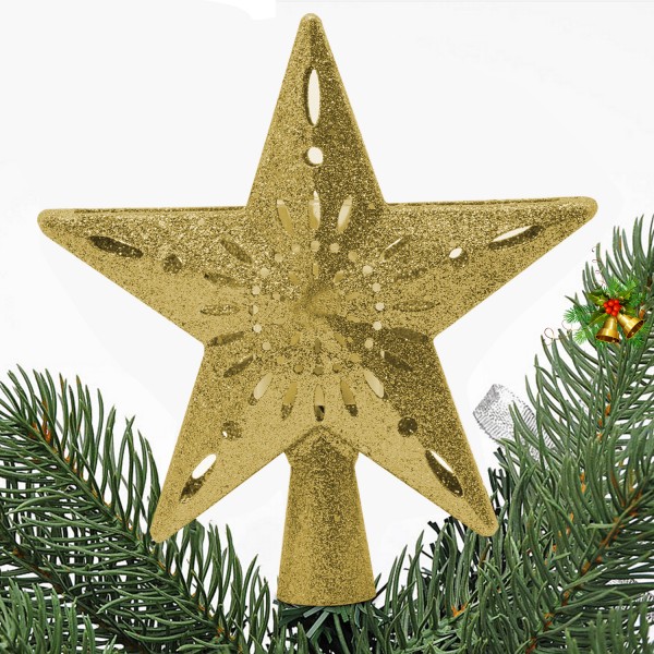 YOCUBY Star Christmas Tree Topper Lighted with Built-in Rotating Magic Ball, Christmas Decoration, LED Treetop Projector for Crown Christmas Tree, Xmas/Holiday/Winter Home Wonderland Party Ornament Gold