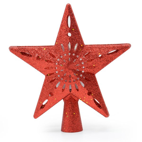 YOCUBY Star Christmas Tree Topper Lighted with Built-in Rotating Magic Ball, Christmas Decoration, LED Treetop Projector for Crown Christmas Tree, Xmas/Holiday/Winter Home Wonderland Party Ornament Red