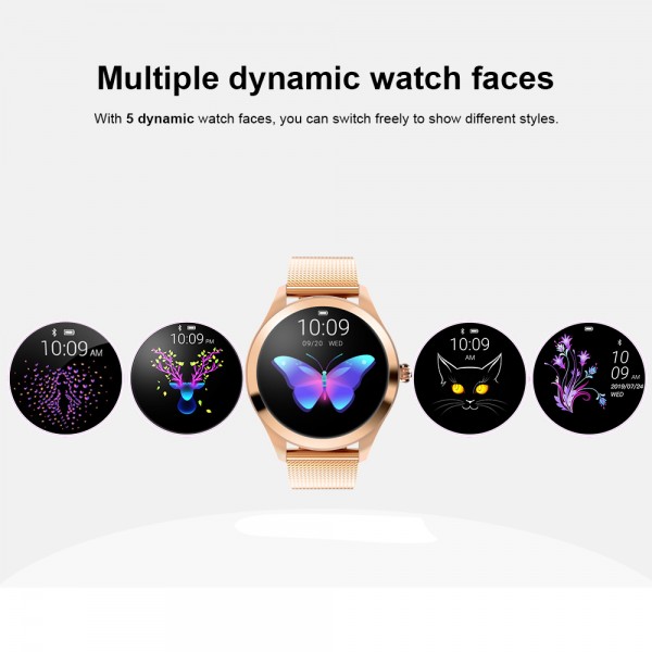 KW10 Smart Watch for Women, YOCUBY Novel/Stylish/Beautiful Smartwatch Bluetooth Fitness Tracker for Ladies with IP68 Waterproof, Female Period Tool, Heart Rate Sleep Monitor Calorie Counter Gold