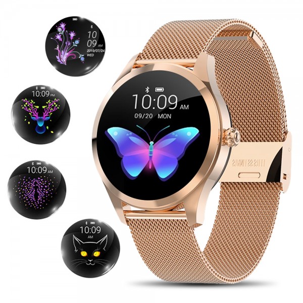 KW10 Smart Watch for Women, YOCUBY Novel/Stylish/Beautiful Smartwatch Bluetooth Fitness Tracker for Ladies with IP68 Waterproof, Female Period Tool, Heart Rate Sleep Monitor Calorie Counter Gold