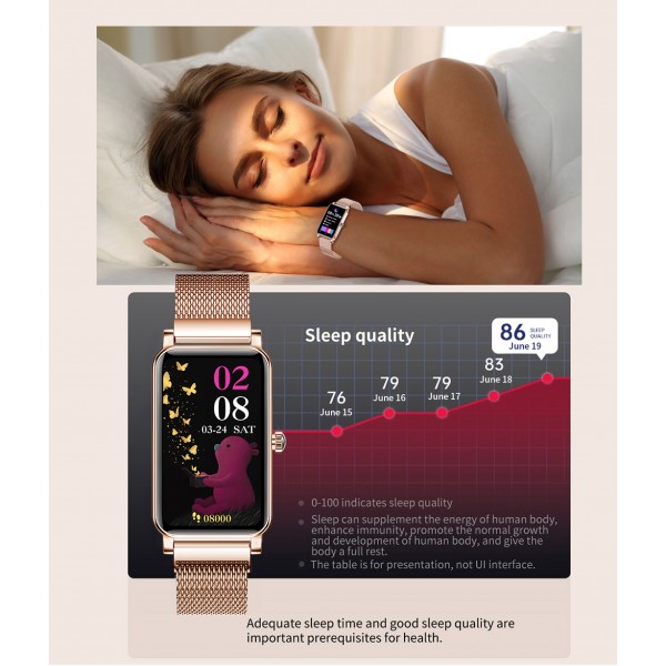 YOCUBY ZX19 Smart Watch for Women, IP68 Waterproof Smartwatch Bluetooth Fitness Tracker, Heart Rate Sleep Monitor Pedometer Gold