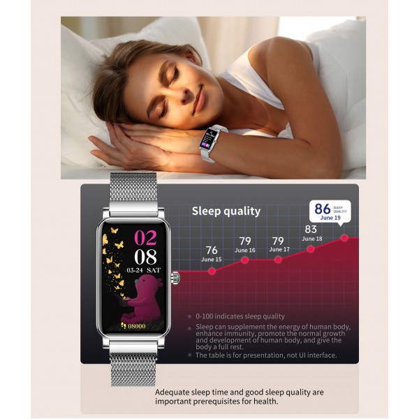 YOCUBY ZX19 Smart Watch for Women, IP68 Waterproof Smartwatch Bluetooth Fitness Tracker, Heart Rate Sleep Monitor Pedometer Silver